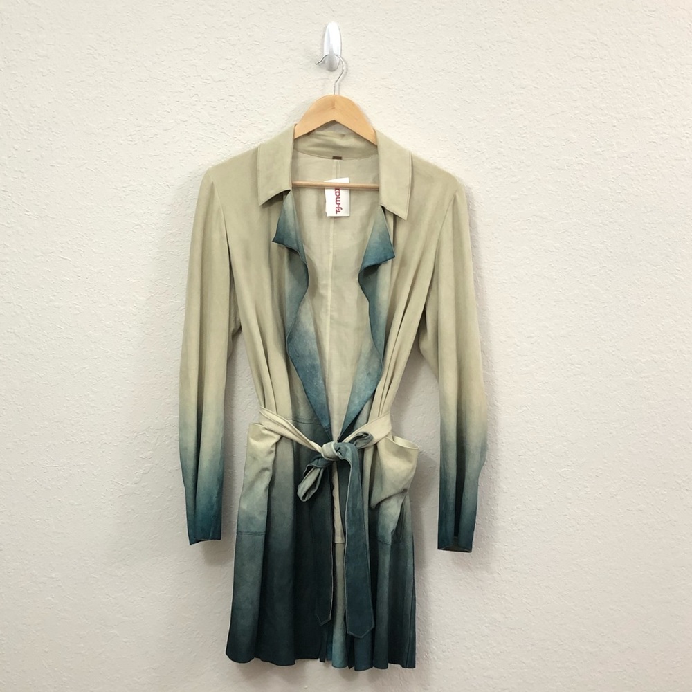 Free People Dip Dye Paint Suede Trench size small - Picture 4 of 12